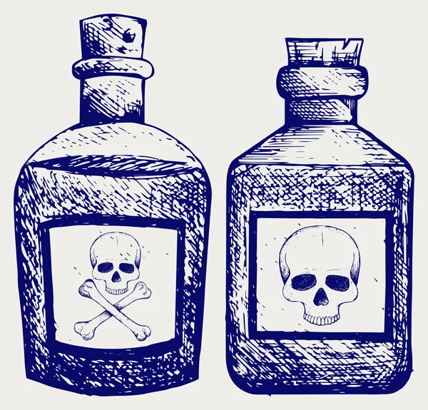 Glass bottles of poison — Stock Vector