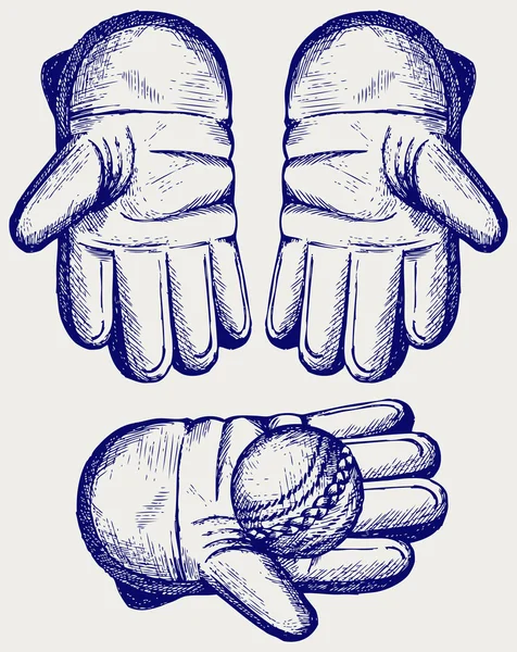 Cricketball im Handschuh — Stockvektor