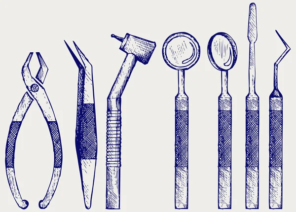 Ensemble d'outils d'équipement médical pour les soins dentaires — Image vectorielle