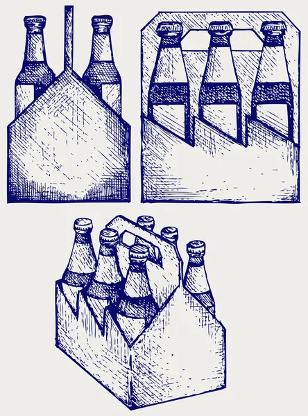 Пиво шість упаковок у три коробки — стоковий вектор
