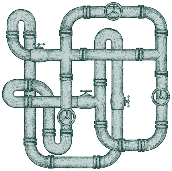 Labirinto di tubi metallici — Vettoriale Stock