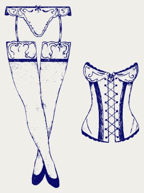 Woman in corset, fashion lingerie clipart