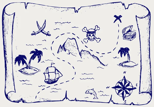 Mapa de la isla del tesoro — Vector de stock