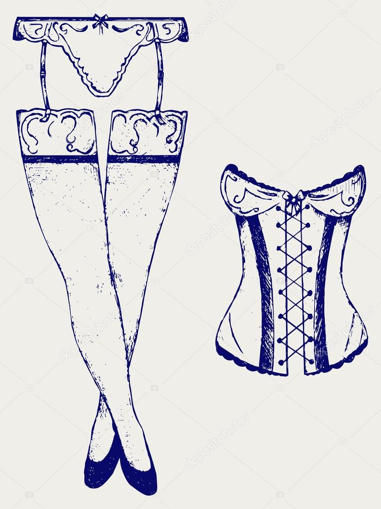 Woman in corset, fashion lingerie