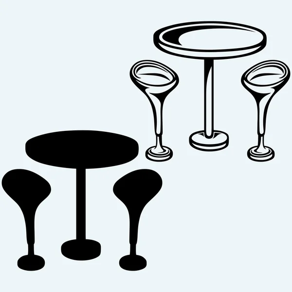 现代酒吧桌和两把椅子 — 图库矢量图片