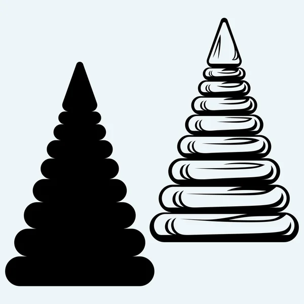 Piramide van plastic ringen — Stockvector