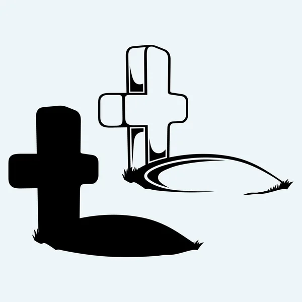 Grave with a cross — Stock Vector