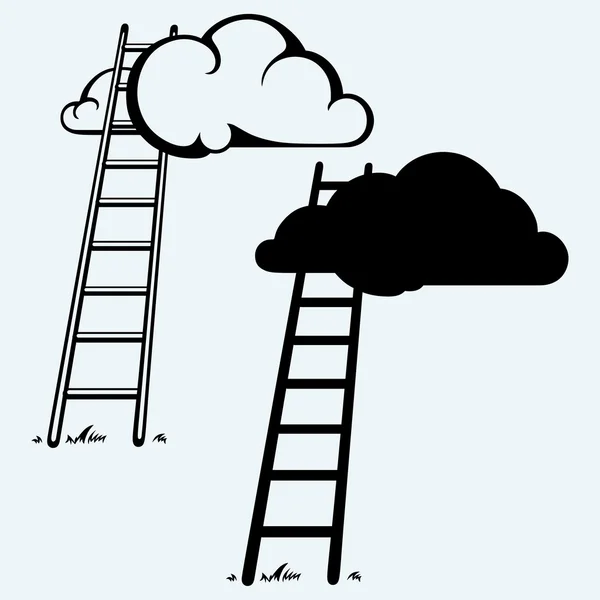 Лестница к облакам. Концепция конкурса — стоковый вектор