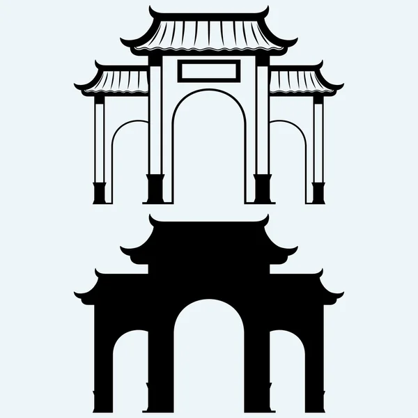Puerta china antigua — Vector de stock