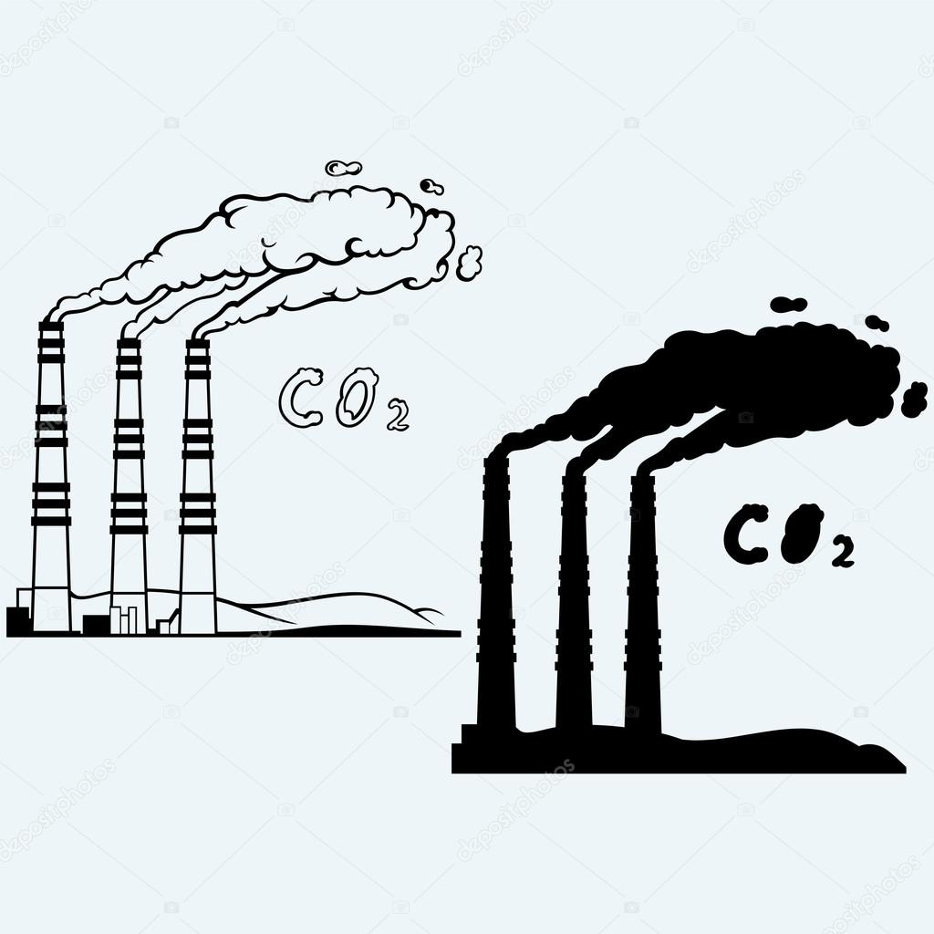 Emission from coal power plant. Co2 cloud
