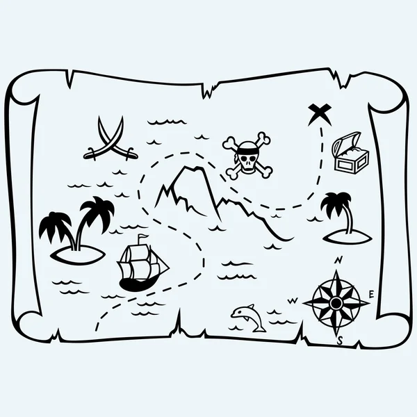島の宝の地図 — ストックベクタ