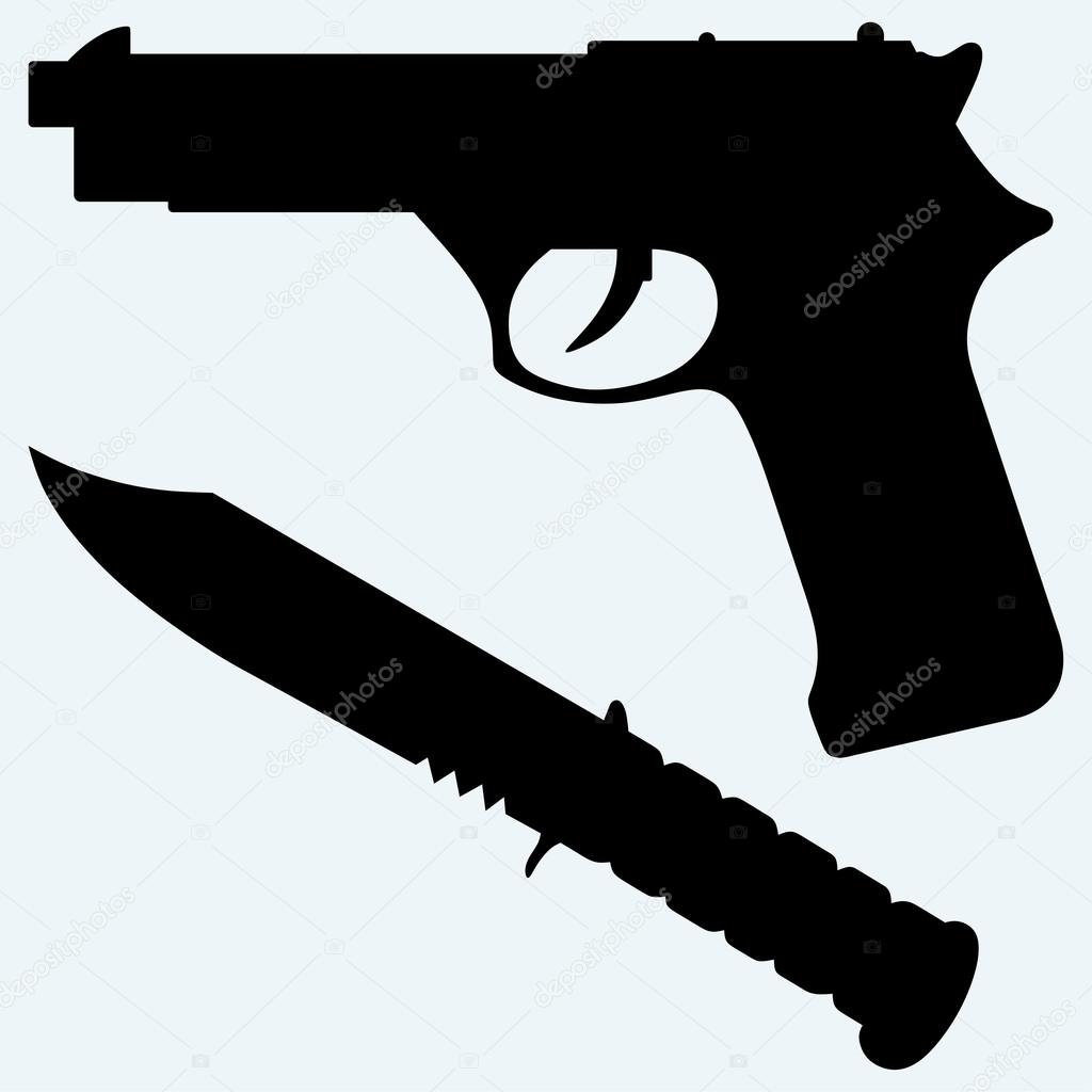 Silhouette of a knife and gun icon