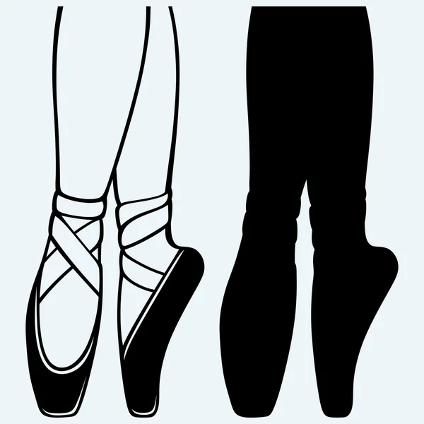 Pernas e sapatos de uma bailarina jovem — Vetor de Stock