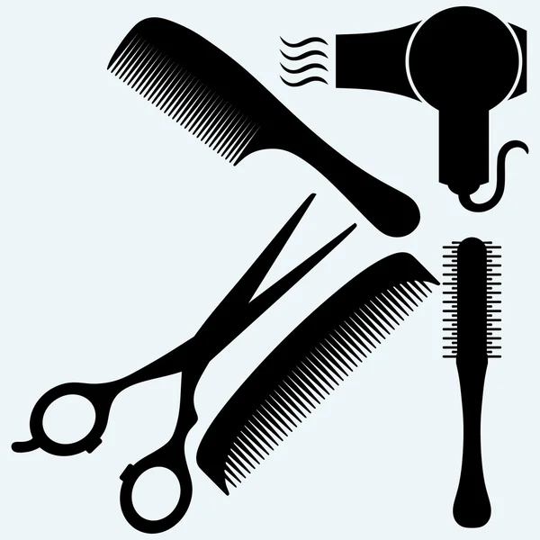 Tijeras, peine para cabello y secadora — Vector de stock