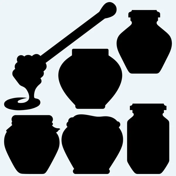Trempette au miel et miel dans un pot — Image vectorielle