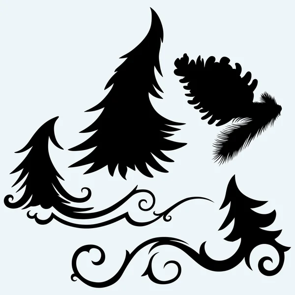 Definir árvores de Natal e pinheiros cone — Vetor de Stock