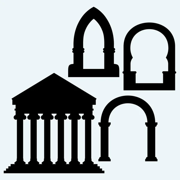 Arco classico e Portico un antico tempio — Vettoriale Stock