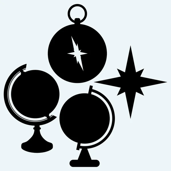 Kompass och globe — Stock vektor