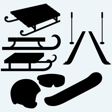 Snowboard, çift kayaklar ve ahşap kızak için ayarla