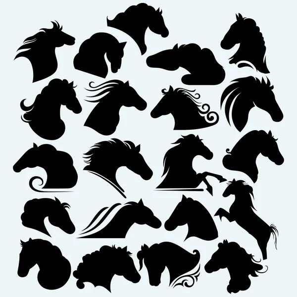 Set icône chevaux sauvages — Image vectorielle