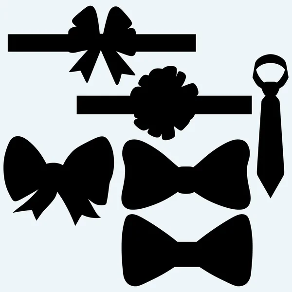 Conjunto de lazos de regalo con cintas y corbata — Vector de stock