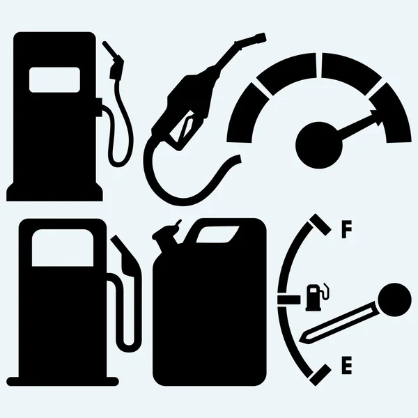 Gas tangki, pompa bensin dan jerigen - Stok Vektor