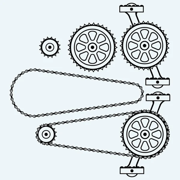 Set lánc fogaskerekek — Stock Vector