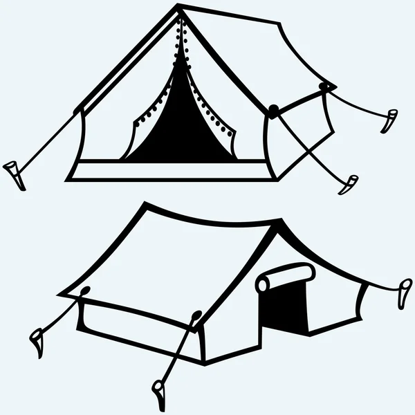 Set of canvas tents — Stock Vector