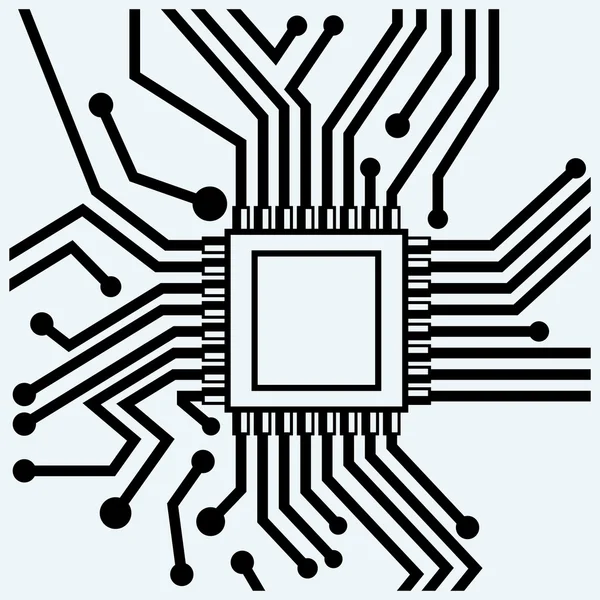 Motherboard with microchip. CPU — Stock Vector