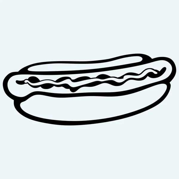 Altmodischer Hot Dog mit Wurst — Stockvektor