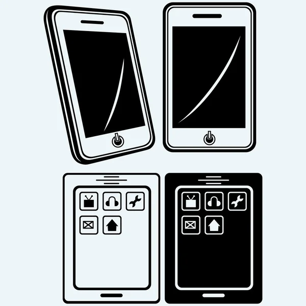 Мобільний телефон з порожнім екраном ізольований на білому тлі — стоковий вектор