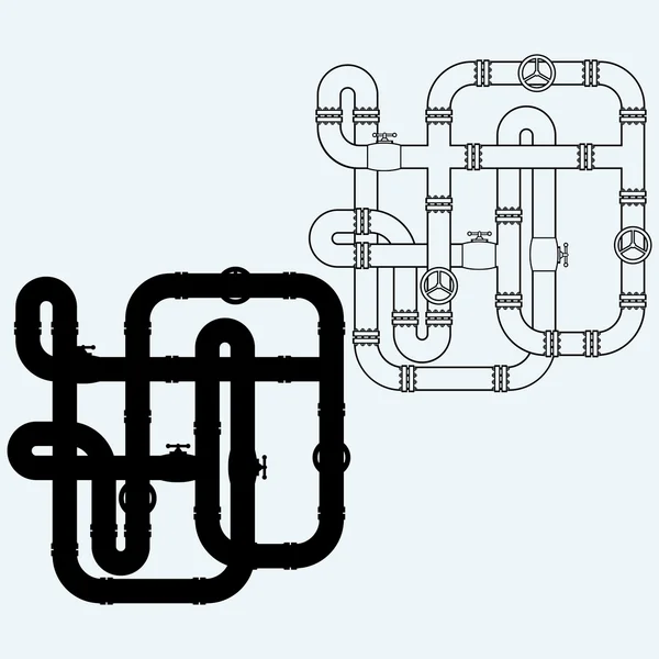 Labyrinthe de tuyaux métalliques, égouts — Image vectorielle