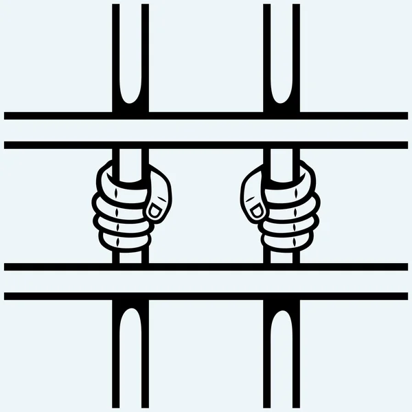 Mains du prisonnier sur le treillis — Image vectorielle