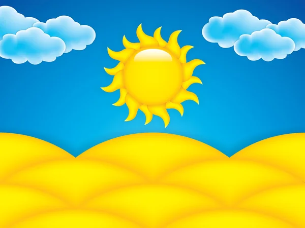 Ilustración vectorial de un paisaje de verano — Vector de stock