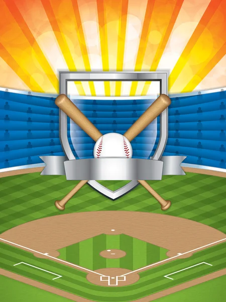 Estadio de béisbol. Fondo deportivo — Vector de stock