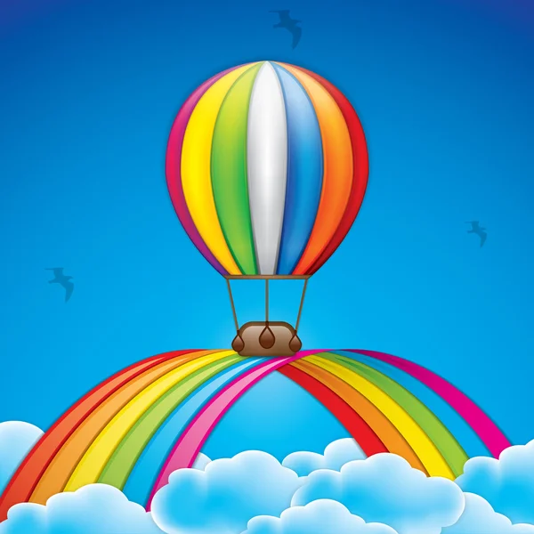 Lente achtergrond met hete luchtballon — Stockvector