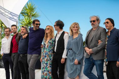 CANNES, FRANCE - JULY 10: Jules Benchetrit, Bruno Podalydes, Vanessa Paradis, Ramzy Bedia and Valeria Bruni Tedeschi attend the 