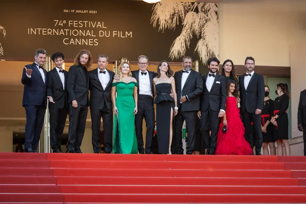 Cannes Frankrike Juli 2021 Noe Debre Idir Azougli Matt Damon — Stockfoto