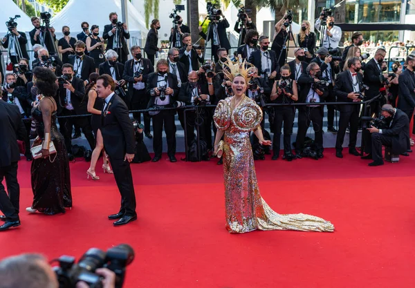 Cannes France July 2021 Lena Lenina Arrives Screening Film Stillwater — Stock Photo, Image