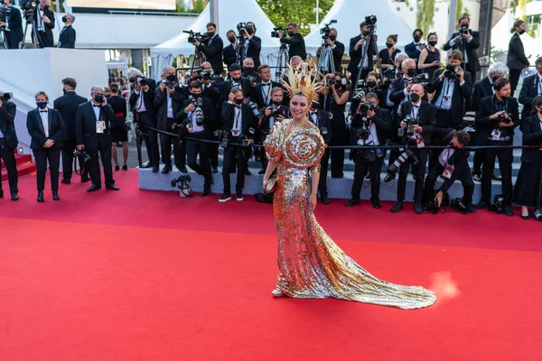 Cannes France July 2021 Lena Lenina Arrives Screening Film Stillwater — Stock Photo, Image