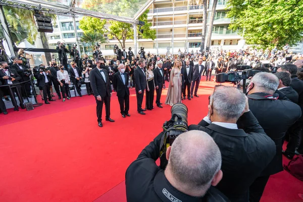 Cannes Frankrijk Juli 2021 Olivier Rabourdin Daphne Patakia Paul Verhoeven — Stockfoto