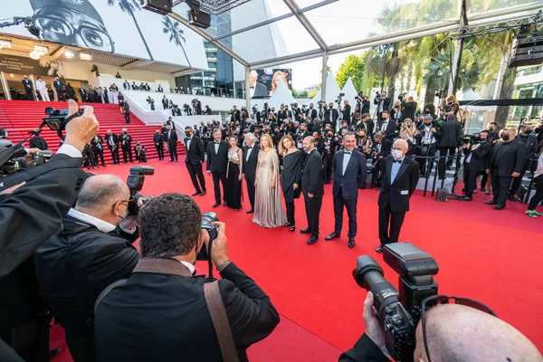 Cannes Frankrijk Juli 2021 Olivier Rabourdin Daphne Patakia Paul Verhoeven — Stockfoto