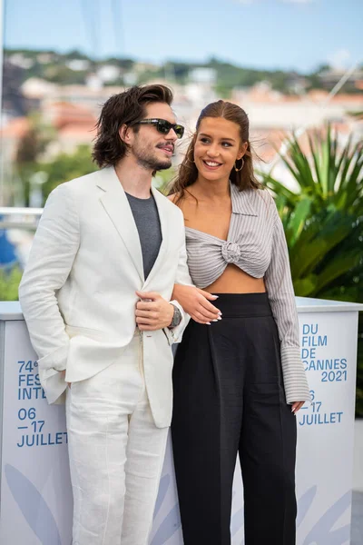 Cannes Francia Julio 2021 Franois Civil Adele Exarchopoulos Asisten Photocall — Foto de Stock