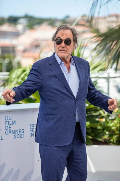 Cannes Γαλλια Ιουλιου 2021 Σκηνοθέτης Oliver Stone Παρευρίσκεται Στη Συνέντευξη — Φωτογραφία Αρχείου