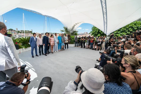 Cannes フランス 2021年7月13日 スティーブン パーク マチュー アマリック アドリアン ブロディ ティモア — ストック写真