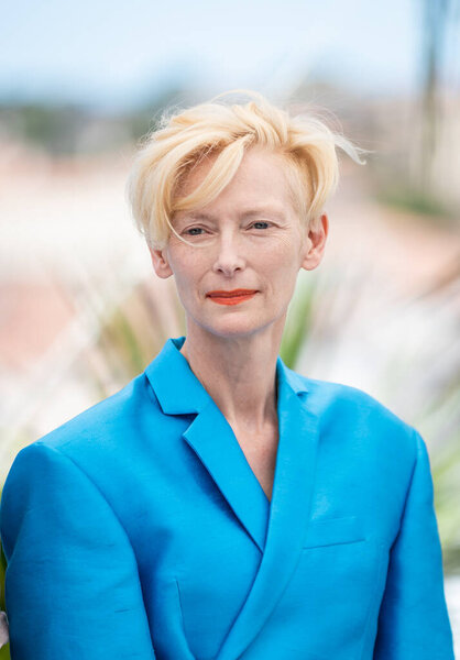 Cannes France July 2021 Tilda Swinton Attends French Dispatch Photocall Stock Image