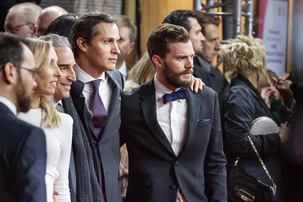 Dakota Johnson, Jamie Dornan e Sam Taylor-Johnson — Fotografia de Stock