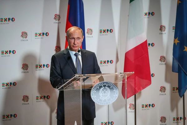 Президент Росії Vladimir Путін відвідав Expo — стокове фото