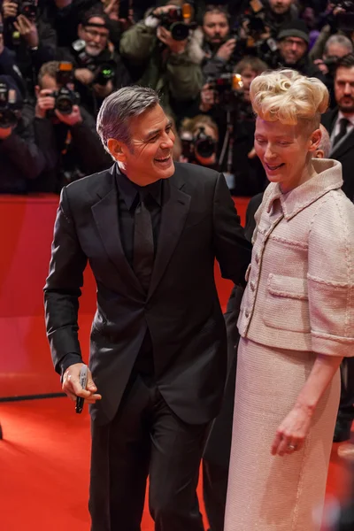 Tilda Swinton og George Clooney - Stock-foto