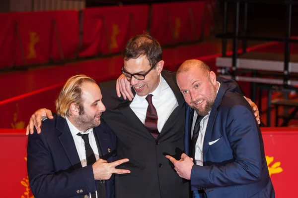 Actor Vincent Macaigne, director Dominik Moll and actor Francois Damiens — Stock Photo, Image